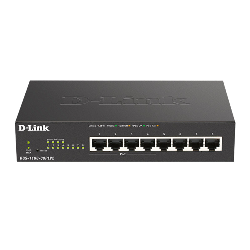 D-Link 8-Port Gigabit Smart Managed PoE Switch with 4 PoE ports - DGS-1100-08PLV2