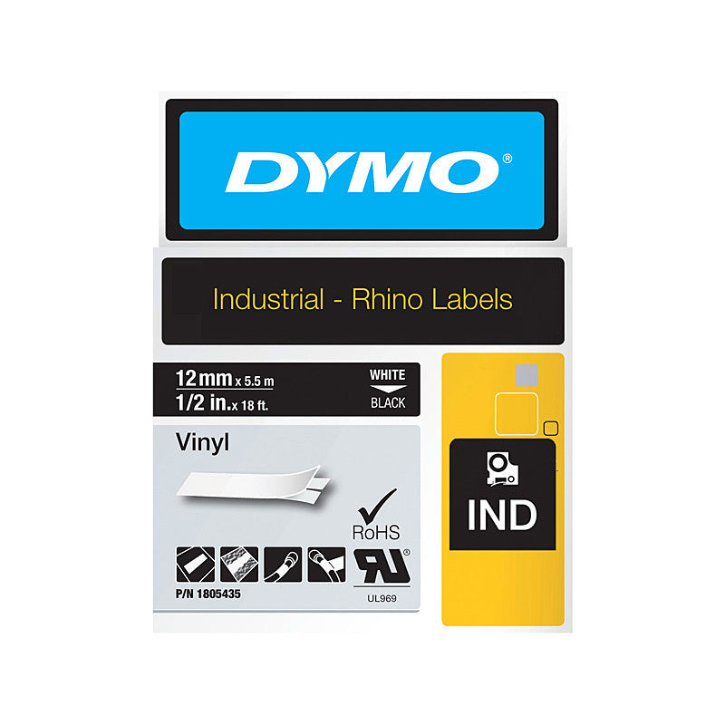 Dymo Rhino Vinyl 12mm Tape Black - 1805435