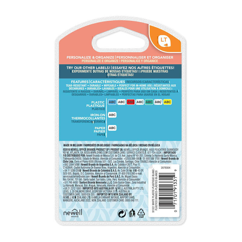 Dymo LT Plastic 12mm x 4m Whit 12mm x 4m - 91331