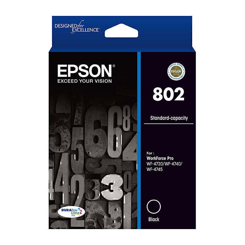 Epson 802 Black Ink Cartridge approx 900 pages - C13T355192