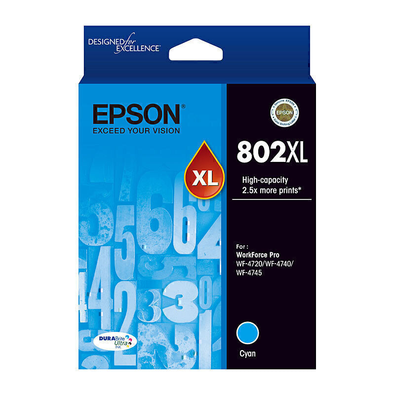 Epson 802XL Cyan Ink Cartridge approx 1900 pages - C13T356292