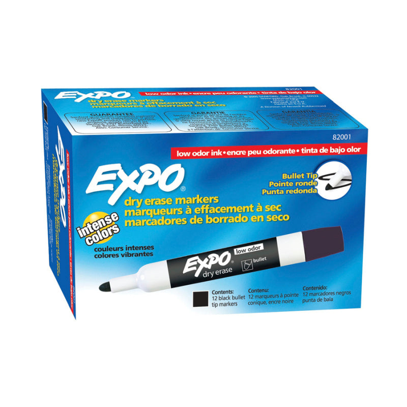 Expo Whiteboard Marker Blt Black Box of 12 - 82001A