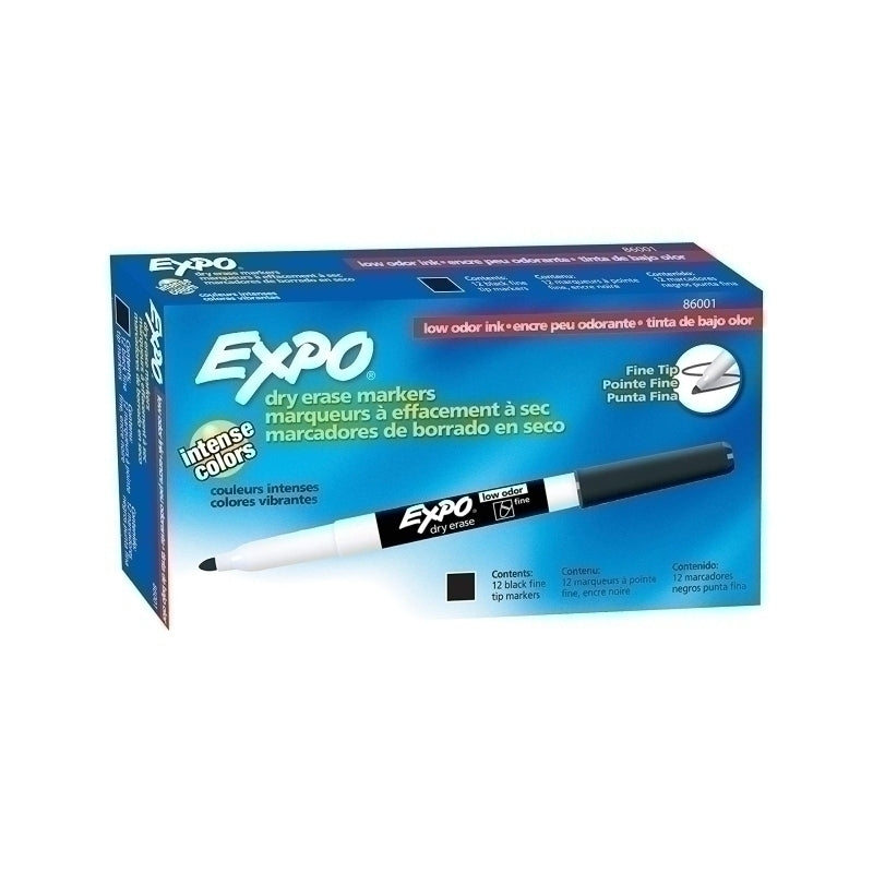 Expo Whiteboard Marker Fine Black Box of 12 - 86001A