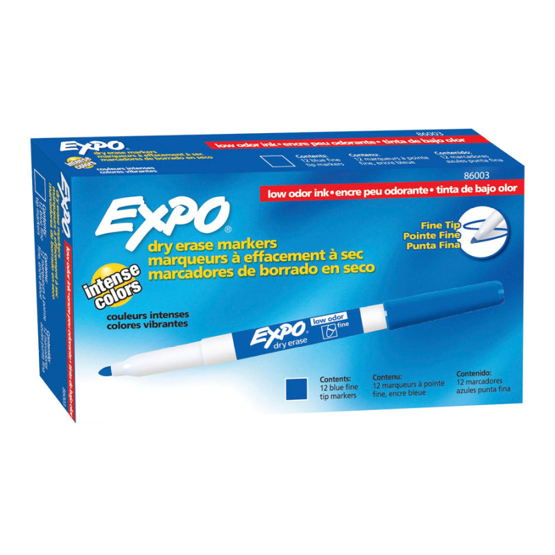 Expo Whiteboard Marker Fine Blue Box of 12 - 86003A