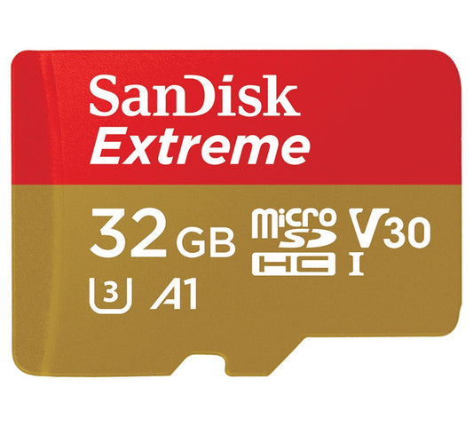 SanDisk Extreme 32GB microSD SDHC V30 U3 C10 A1 UHS-1 100MB/s R 60MB/s W 4x6 SD Adaptor Android Smartphone Action Camera Drones >16GB SDSQXAF-032G-GN6AA