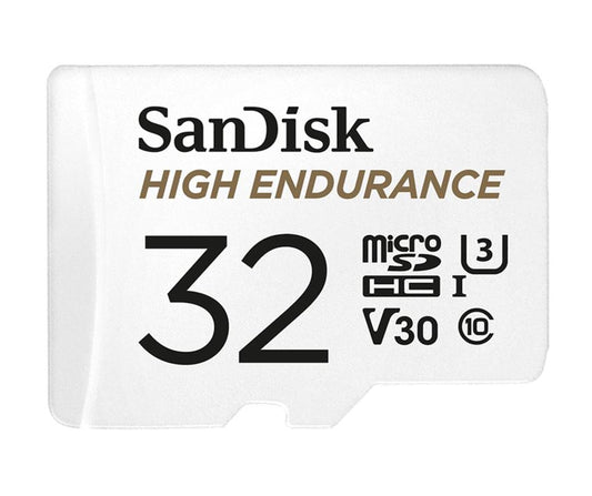SanDisk High Endurance 32GB microSD 100MB/s 40MB/s 2.5K hrs 4K UHD C10 U3 V30 -40C to 85C Heat Freeze Shock Temp Water X-ray Proof SD Adapter >16GB SDSQQNR-032G-GN6IA