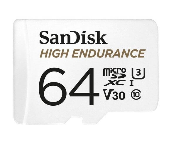 SanDisk High Endurance 64GB microSD 100MB/s 40MB/s 5K hrs 4K UHD C10 U3 V30 -40C to 85C Heat Freeze Shock Temperature Water X-ray Proof SD Adapter SDSQQNR-064G-GN6IA