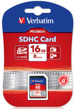 Verbatim SDHC 16GB (Class 10) Up to 45MB/Sec 300X read speed 43962