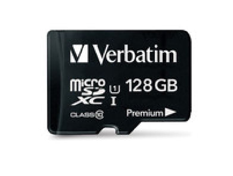 Verbatim Micro SDXC 128GB (Class 10 UHS-I) w Adaptor - 600x, 90 MB/Second, High Capacity and fast transfer. Mobile, Camera, Backup. Water Resistant 44085