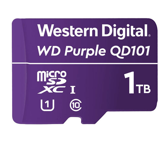 Western Digital WD Purple 1TB MicroSDXC Card 24/7 -25C to 85C Weather & Humidity Resistant for Surveillance IP Cameras mDVRs NVR Dash Cams Drones WDD100T1P0C