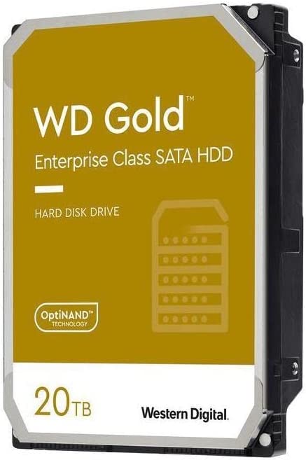 Western Digital 20TB WD Gold Enterprise Class SATA Internal Hard Drive HDD - 7200 RPM, SATA 6 Gb/s, 512 MB Cache, 3.5'- 5 Years Limited Warranty WD202KRYZ