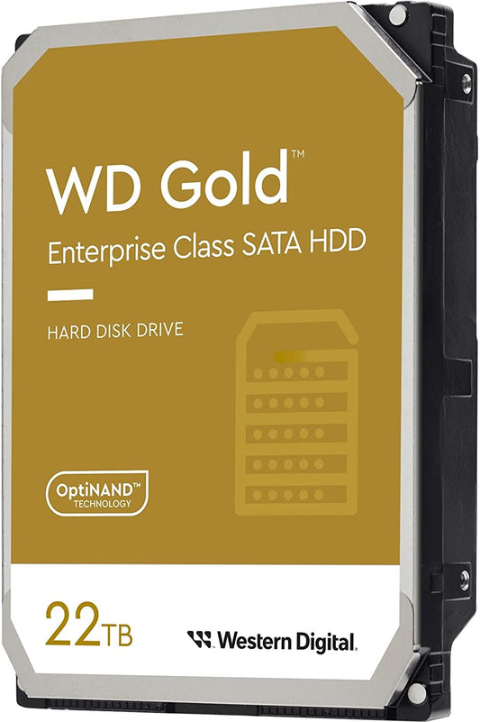 Western Digital 22TB WD Gold Enterprise Class SATA Internal Hard Drive HDD - 7200 RPM, SATA 6 Gb/s, 512 MB Cache, 3.5'- 5 Years Limited Warranty WD221KRYZ