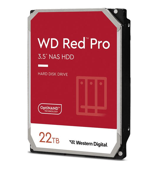Western Digital WD Red Pro 22TB 3.5' NAS HDD SATA3 7200RPM 512MB Cache 24x7 300TBW ~24-bays NASware 3.0 CMR Tech 5yrs wty WD221KFGX