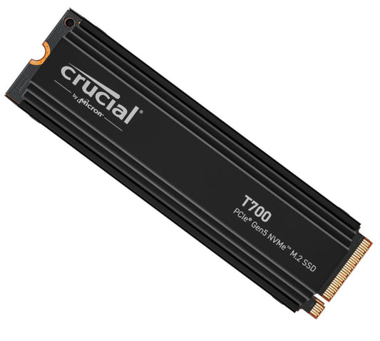 Crucial T700 1TB Gen5 NVMe SSD Heatsink - 11700/9500 MB/s R/W 600TBW 1500K IOPs 1.5M hrs MTTF with DirectStorage for Intel 13th Gen & AMD Ryzen 7000 CT1000T700SSD5
