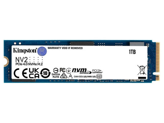 Kingston Nv2 1TB M.2 NVMe PCIe 4.0 SSD - 3500/2100MB/s 320TBW 1.5 Million Hrs M.2 2280 3Y WTY SNV2S/1000G