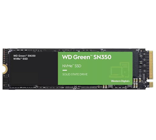 Western Digital WD Green SN350 480GB M.2 NVMe SSD 2400MB/s 1650MB/s R/W 60TBW 250K/170K IOPS 1M hrs MTTF 3yrs wty WDS480G2G0C