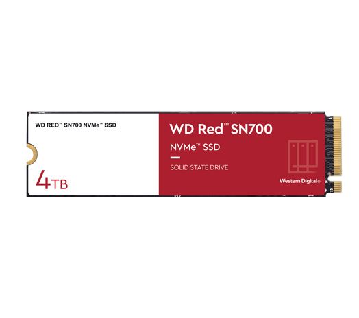 Western Digital WD Red SN700 4TB NVMe NAS SSD 3400MB/s 3100MB/s R/W 5100TBW 550K/520K IOPS M.2 Gen3x4 1.75M hrs MTBF 5yrs wty WDS400T1R0C-68BDK0