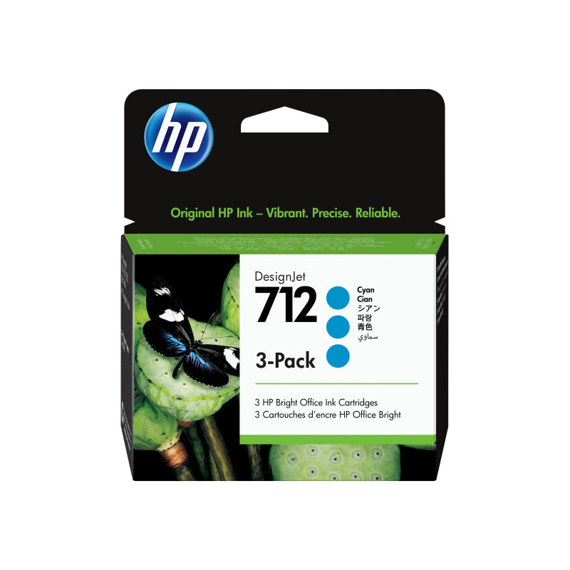HP #712 29ml Cyan 3 Pk 3ED77A - 3ED77A