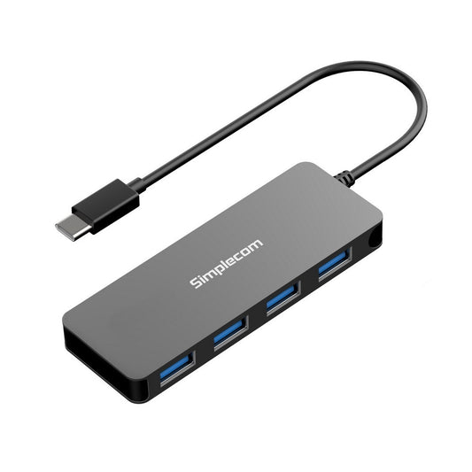 Simplecom CH320 Ultra Slim Aluminium USB 3.1 Type C to 4 Port USB 3.0 Hub - Black CH320-BLACK