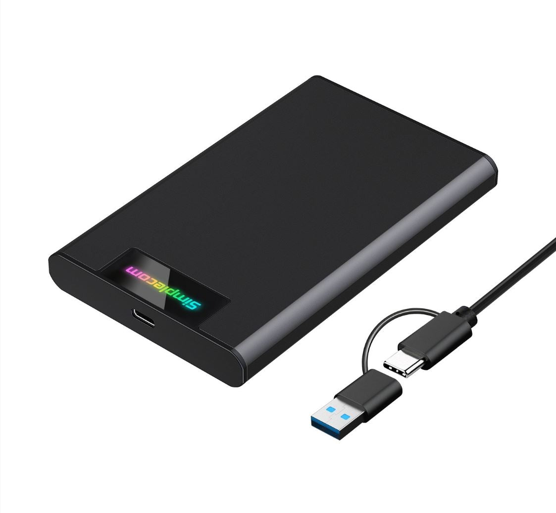 Simplecom SE239 Tool-free 2.5' SATA HDD SSD to USB-C Enclosure with RGB Lights USB 3.2 Gen 2 2 interface, utilize full speed of SATA SSD up to 6Gbps SE239