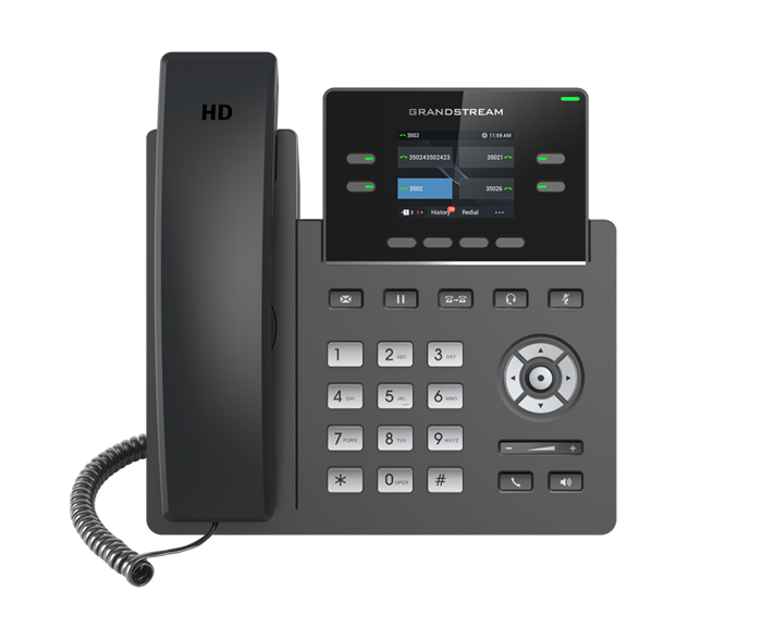Grandstream GRP2612W 4 Line IP Phone, 2 SIP Accounts, 320x240 Colour Screen, HD Audio, Inbuilt WiFi, Includes PSU GRP2612W