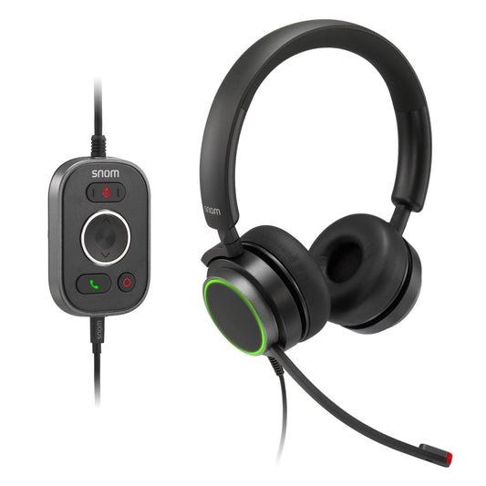 SNOM A330D Headset, Wired Duo, HD Audio Quality, Remote Control, Ideal For Video-telephony,  00004598