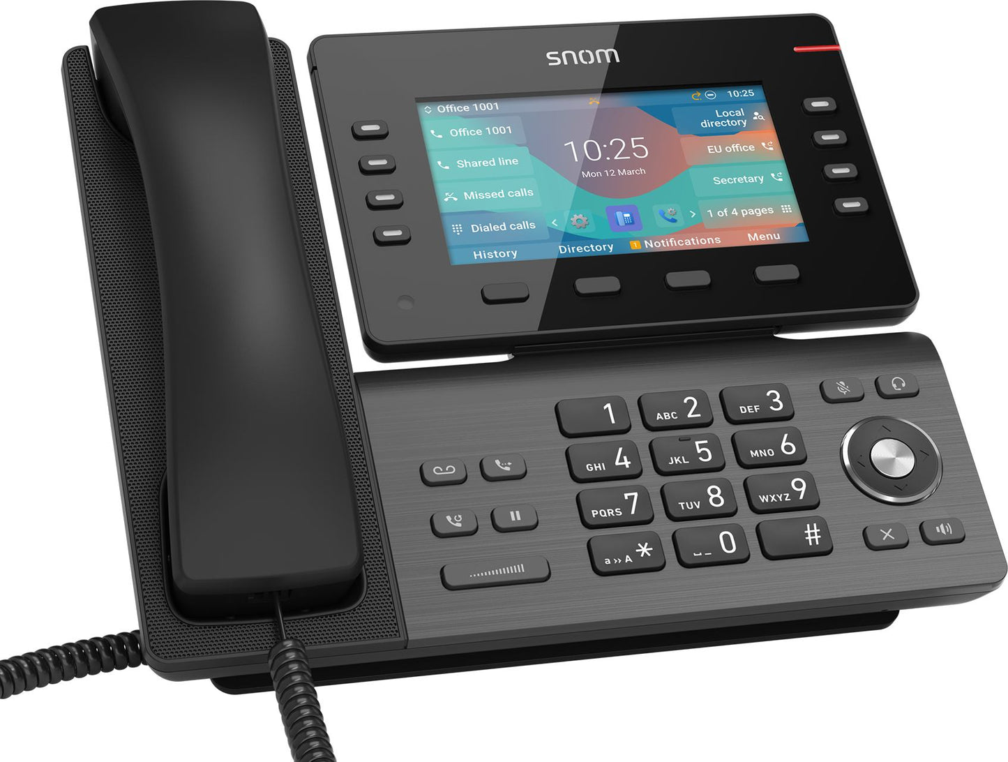 SNOM D862, Large tilting 5 inch IPS colour display, High speed USB 2.0 connection, 8 programmable function keys, Optimised noise reduction HD audio D862