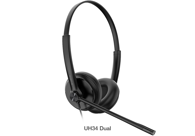 Yealink UH34 Dual Teams USB Headset, Lightweight, All Day Wearing Comfort, Ear Wideband Noise Cancelling Microphone, Leather Ear Cushions, USB-A UH34-D-MS