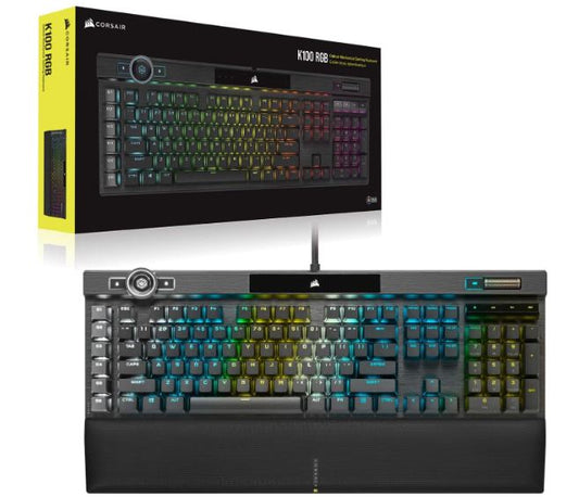 Corsair K100 RGB, Cherry Corsair OPX Switch, AXON 44-Zone RGB, PBT Double-Shot Keycaps, Black, Mechanical Gaming Keyboard (US)  CH-912A01A-NA-US