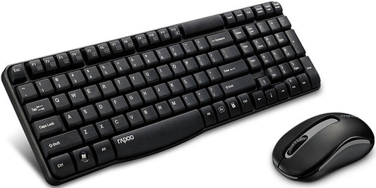 RAPOO X1800S 2.4GHz Wireless Optical Keyboard Mouse Combo Black - 1000DPI Nano Receiver 12m Battery (Black) X1800S-Black
