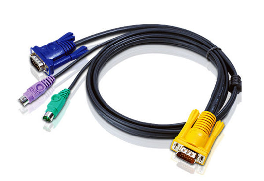 Aten KVM Cable 3m with VGA & PS/2 to 3in1 SPHD to suit CS7xE, CS13xx, CS17xxA, CS17xxi, CL5xxx, CL10xx, KL91xx, KN91xx 2L-5203P