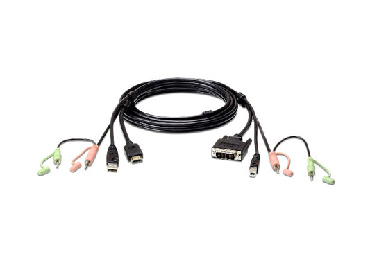 Aten KVM Cable 1.8m with HDMI, USB & Audio to DVI-D (Single Link), USB & Audio 2L-7D02DH