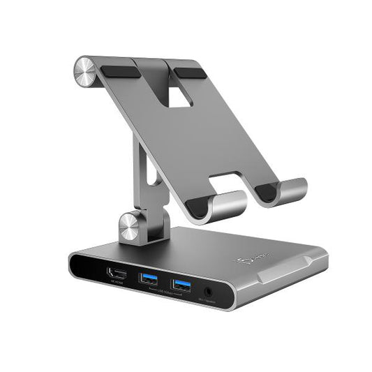 J5create JTS224 Multi-Angle Stand Docking Station for iPad, Samsung Tablet, Surface Pro 8 (USB-C to 4K HDMI, USB-C 100W PD, USB-Ax2, SD card reader) JTS224