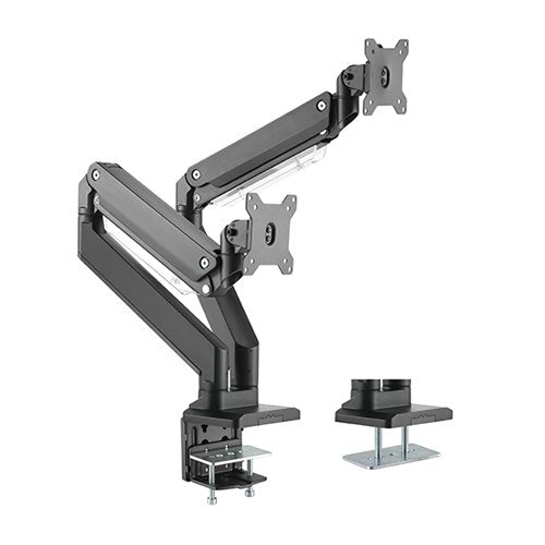 Brateck Dual Monitors Aluminum Heavy-Duty Gas Spring Monitor Arm Fit Most 17‘-35’ Monitors Up to 15kg per screen VESA 75x75/100x100 LDT23-C024
