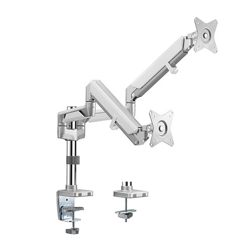 Brateck Dual Monitors Pole-Mounted Epic Gas Spring Aluminum Monitor Arm Fit Most 17'-32' Monitors, Up to 9kg per screen VESA 75x75/100x100 Grey LDT37-C024P-GG