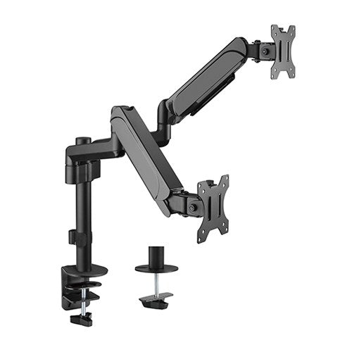 Brateck Dual Monitors Pole-Mounted Gas Spring Monitor Arm Fit Most 17'-32' Monitors Up to 9kg per screen VESA 75x75/100x100 LDT48-C024
