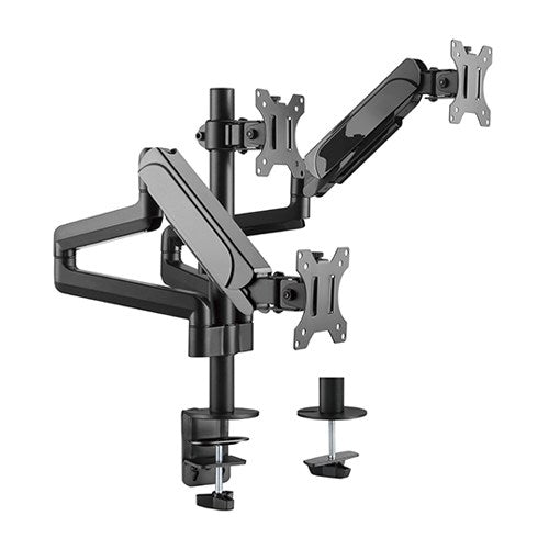 Brateck Triple Monitors Pole-Mounted Gas Spring Monitor Arm Fit Most 17'-27' Monitors Up to 7kg per screen VESA 75x75/100x100 LDT48-C036