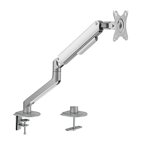 Brateck Single Monitor Economical Spring-Assisted Monitor Arm Fit Most 17'-32' Monitors, Up to 9kg per screen VESA 75x75/100x100 Matte Silver LDT63-C012-S