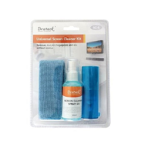 Brateck 3-In-1 Screen Cleaner Kit 1 x 60ml Screen Cleaner + 1 x 200x200mm Pearl Cloth + 1 x Soft Brush SC-1