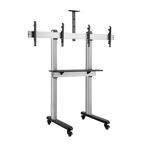 Brateck Dual Screen Video Conferencing TV Cart for 45'-55' TVs Up to 50kg each, Fine Texture Grey, 2009x1000x2460mm TTD09-46FW