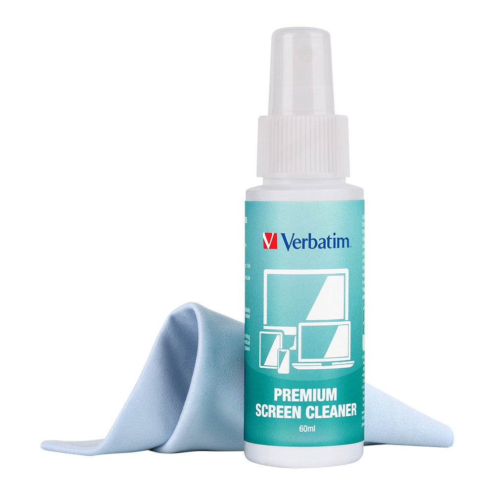 Verbatim Premium Screen Cleaning Kit - 60ml. Laptop, Phone, Tablet, Monitors, Screens, Glass. Antibacterial 66610