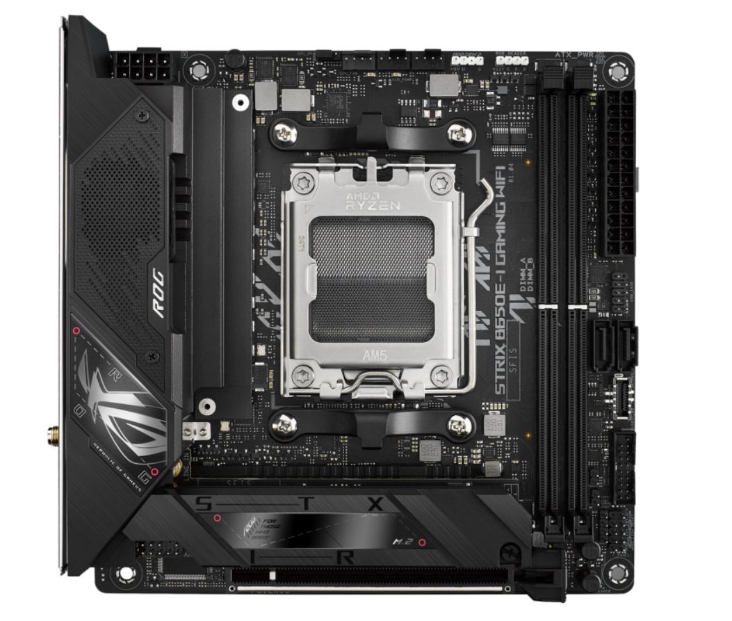 ASUS AMD B650E ROG STRIX B650E-I GAMING WIFI (AM5) Mini-ITX Motherboard, DDR5(2x), 10+2+1 Power Stages, PCIe 5.0 GPU/M.2, USB-C, 2.5Gb LAN, Wi-Fi 6E ROG STRIX B650E-I GAMING WIFI