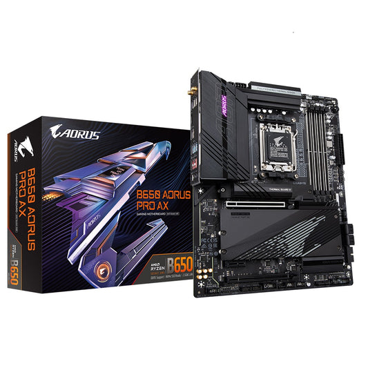 Gigabyte B650 AORUS PRO AX 1.0 AMD AM5 ATX Motherboard 4x DDR5~128GB, 3x PCIe x16, 3x M.2, 4x SATA 6, 7x USB 3.2, 1x USB-C, 4x USB 2.0 B650 AORUS PRO AX 1.0