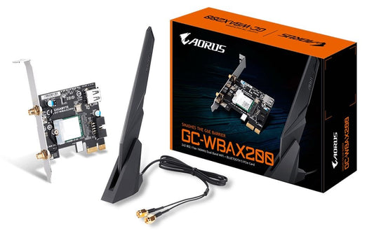 Gigabyte WBAX200 WiFi 6 PCIe Adapter 2400Mbps 160MHz Dual Band Wireless + Bluetooth 5 MU-MIMO TX/RX GC-WBAX200