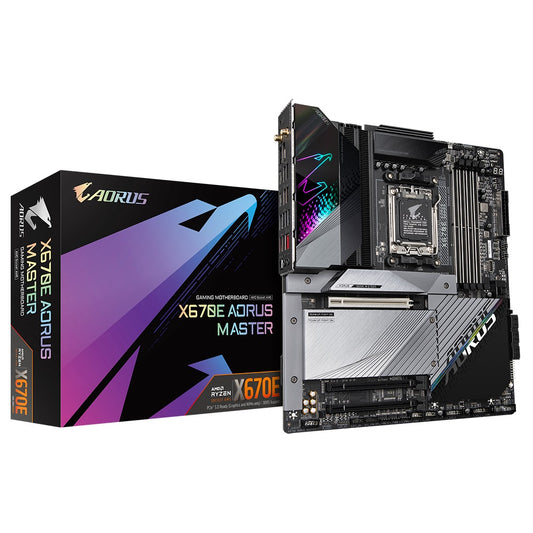 Gigabyte X670E AORUS MASTER AMD AM5 ATX Motherboard 4x DDR5~128GB, 3x PCIe x16, 4x M.2, 6x SATA 6, 8x USB 3.2, 2x USB-C, 2x USB 2.0 GA-X670E AORUS MASTER