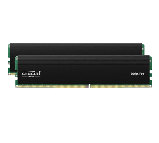 Crucial Pro 32GB (2x16GB) DDR4 UDIMM 3200MHz CL22 Black Heat Spreader Support Intel XMP AMD Ryzen for Desktop PC Gaming Memory CP2K16G4DFRA32A