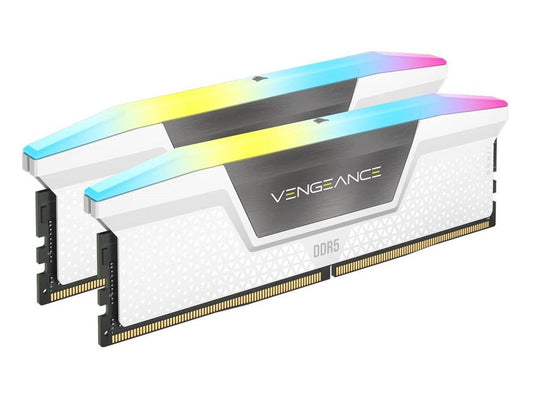 Corsair Vengeance RGB 32GB (2x16GB) DDR5 UDIMM 5600MHz C36 1.25V Desktop Gaming Memory White CMH32GX5M2B5600C36WK