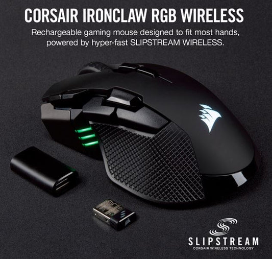 Corsair IRONCLAW RGB Wireless, FPS/MOBA 18, 000 DPI, SLIPSTREAM Corsair Wireless Technology Gaming Mouse CH-9317011-AP