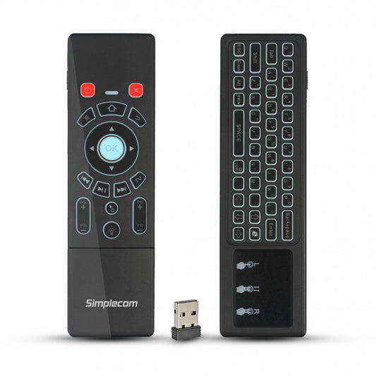 Simplecom RT250 Rechargeable 2.4GHz Wireless Remote Air Mouse Keyboard with Touch Pad and Backlight(LS) RT250