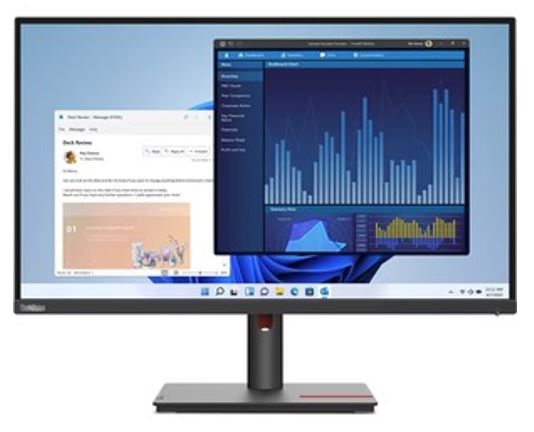 LENOVO ThinkVision T27P-30 27' UHD USB-C Dock Monitor 4K 3840x2160 16:9 Height Adjustable Tilt Swivel Pivot DP 90W 4xUSB3.2 Hub LAN DP HDMI VESA 3yr 63A9GAR1AU